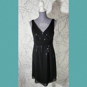 Ann Taylor NWT $289 Black Sequined Surplice Empire Waist Dress